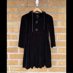 Free People Black Baby Doll crushed  Velvet
Hooded Jewel Button Jacket XS